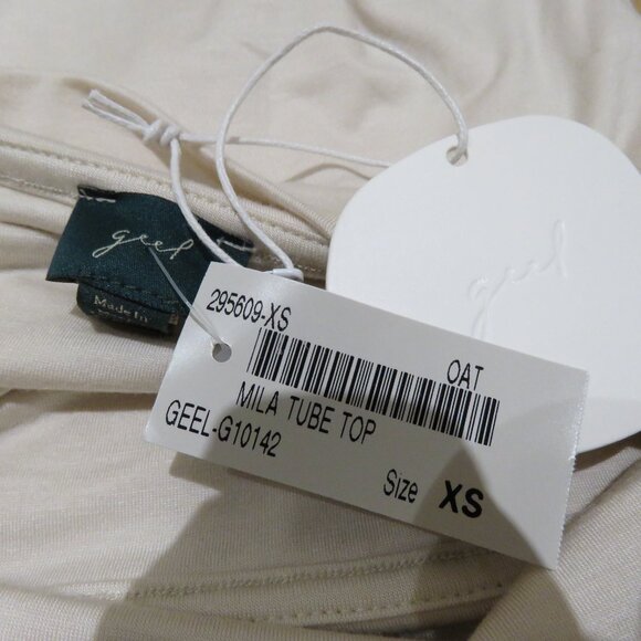 GEEL Mila Tube Top in Oat 90s Minimalist Stretch Neutral Granola - Size XS NWT - Picture 11 of 11
